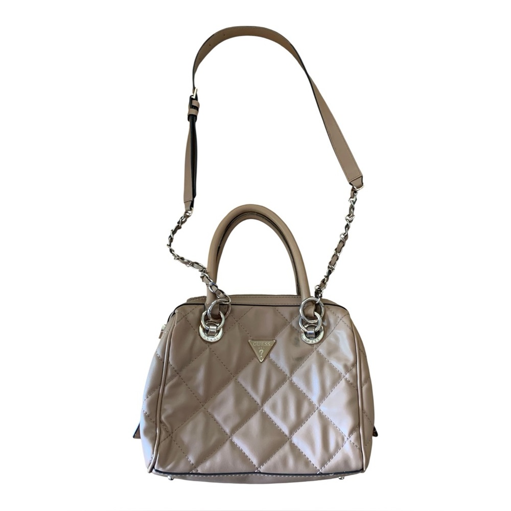 Guess Women's Cessily Quilted Box Satchel Handbag Beige